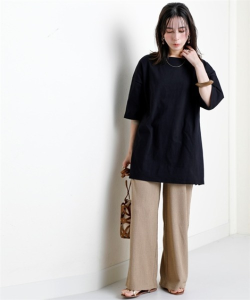 nissen（ニッセン）の「綿１００％バスクオーバーサイズ５分袖チュニック（UVカット）＜大きいサイズ有＞（Tシャツ/カットソー・レディース・オフホワイト/ブラック/ダークグレー/ベージュ/ピンク/グリーン・S～Ｍ/L～LL/3L～4L）」の19枚目の写真