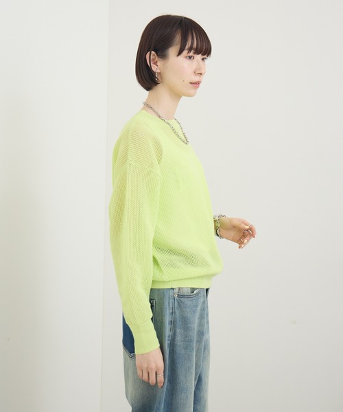 Paradise Picnic(パラダイスピクニック)の「2WAYロゴメッシュニット(ニット/セーター・レディース・ホワイト/イエロー・FREE)」の10枚目の写真