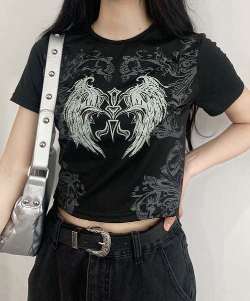 ＊人気＊ SANDRO  ラインストーンクロップドTシャツ Rhinestone cropped T-shirt black / gray For Women | Sandro Paris