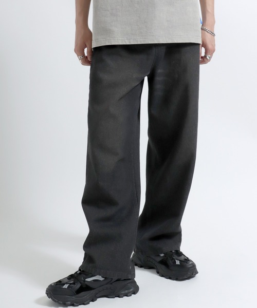 Salong hameu（サロン ハミュー）の「12ozオーバーダイデニムワイドパンツ メンズ レディース ユニセックス（デニムパンツ・メンズ・ブルー/ネイビー系/チャコール/ブラック系/ネイビー系2/ブルー系その他・M/L/LL）」の2枚目の写真