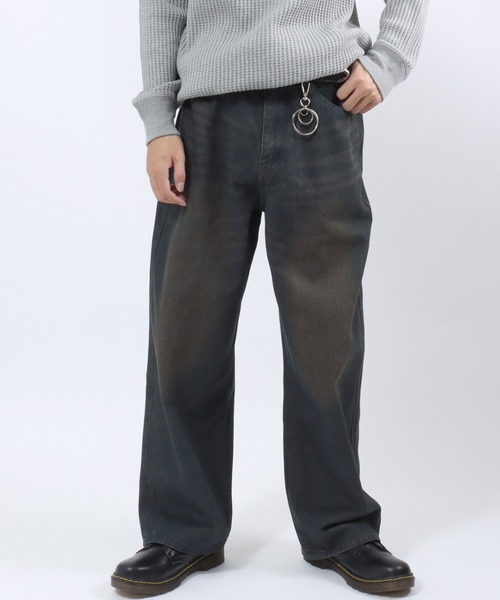 Salong hameu（サロン ハミュー）の「12ozオーバーダイデニムワイドパンツ メンズ レディース ユニセックス（デニムパンツ・メンズ・ブルー/ネイビー系/チャコール/ブラック系/ネイビー系2/ブルー系その他・M/L/LL）」の6枚目の写真