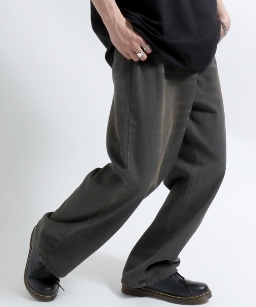 Salong hameu（サロン ハミュー）の「12ozオーバーダイデニムワイドパンツ メンズ レディース ユニセックス（デニムパンツ・メンズ・ブルー/ネイビー系/チャコール/ブラック系/ネイビー系2/ブルー系その他・M/L/LL）」の3枚目の写真