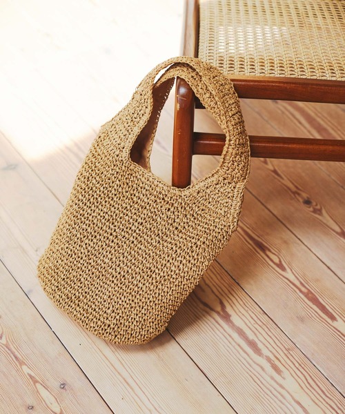 RODE SKO（ロデスコ）の「コマ編みペーパートートバッグ（トートバッグ・レディース・ライトブルー/ベージュ/キャメル・ONE）」の15枚目の写真