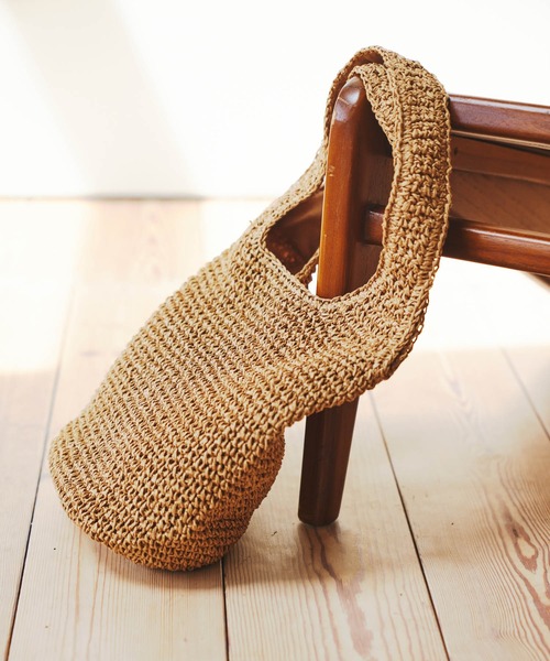 RODE SKO（ロデスコ）の「コマ編みペーパートートバッグ（トートバッグ・レディース・ライトブルー/ベージュ/キャメル・ONE）」の16枚目の写真