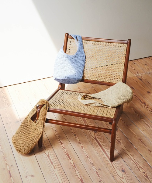 RODE SKO（ロデスコ）の「コマ編みペーパートートバッグ（トートバッグ・レディース・ライトブルー/ベージュ/キャメル・ONE）」の18枚目の写真