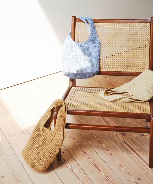 RODE SKO（ロデスコ）の「コマ編みペーパートートバッグ（トートバッグ・レディース・ライトブルー/ベージュ/キャメル・ONE）」の19枚目の写真