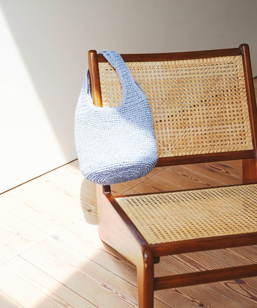RODE SKO（ロデスコ）の「コマ編みペーパートートバッグ（トートバッグ・レディース・ライトブルー/ベージュ/キャメル・ONE）」の9枚目の写真