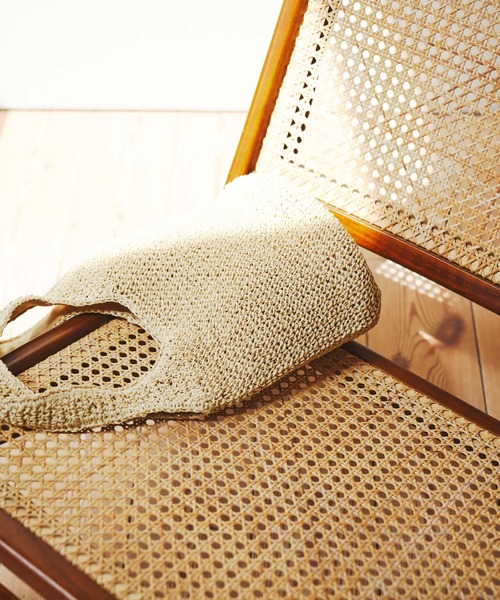 RODE SKO（ロデスコ）の「コマ編みペーパートートバッグ（トートバッグ・レディース・ライトブルー/ベージュ/キャメル・ONE）」の8枚目の写真