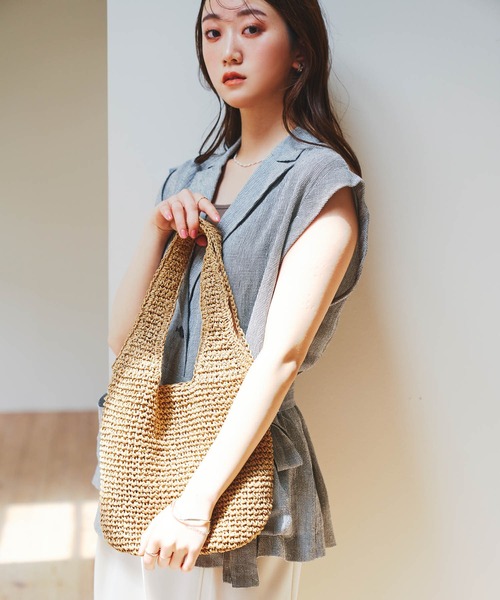 RODE SKO（ロデスコ）の「コマ編みペーパートートバッグ（トートバッグ・レディース・ライトブルー/ベージュ/キャメル・ONE）」の20枚目の写真