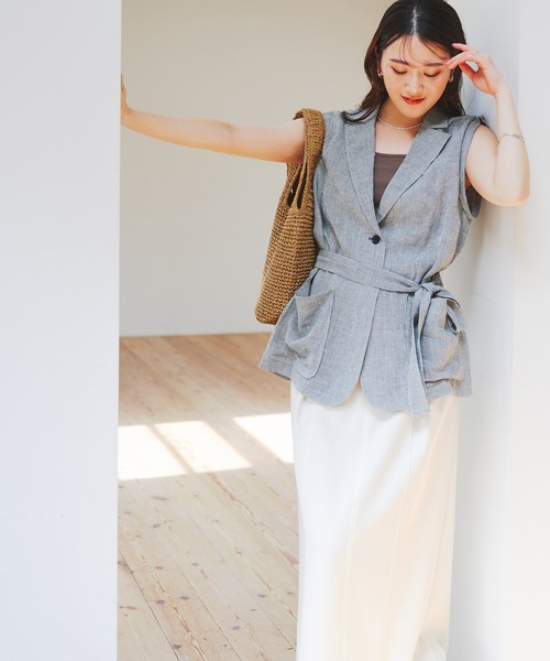 RODE SKO（ロデスコ）の「コマ編みペーパートートバッグ（トートバッグ・レディース・ライトブルー/ベージュ/キャメル・ONE）」の21枚目の写真