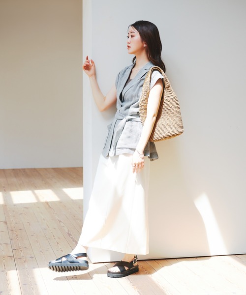 RODE SKO（ロデスコ）の「コマ編みペーパートートバッグ（トートバッグ・レディース・ライトブルー/ベージュ/キャメル・ONE）」の22枚目の写真