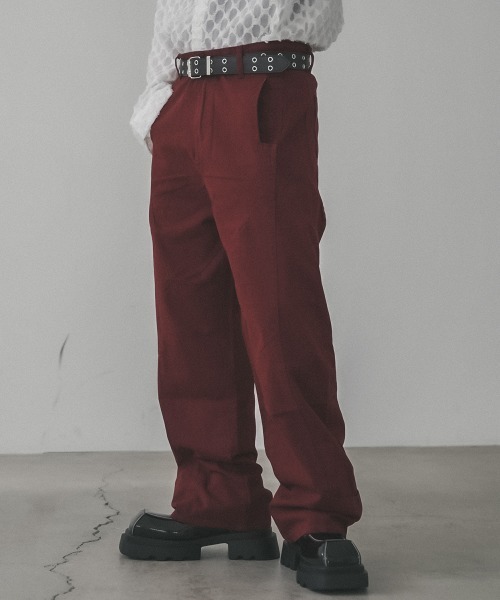Shoowtime(ショウタイム)の「Curved silhouette wide chino pants / カーブシルエットワイドチノパンツ(チノパンツ・メンズ・ワインレッド/ベージュ・SMALL/MEDIUM/LARGE/X-LARGE)」の3枚目の写真