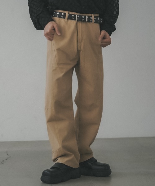 セール】Curved silhouette wide chino pants / カーブ