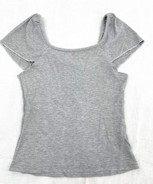 VIBGYOR（ヴィブジョー）の「リボンレース デザインコンパクトトップス(CZ)（Tシャツ/カットソー・レディース・グレー/アイボリー・MEDIUM/LARGE）」の12枚目の写真
