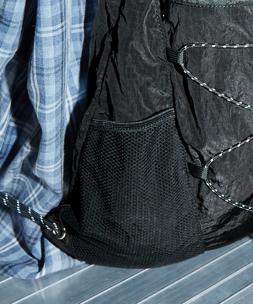 ネイビー ブラック グリーン チェック ドローコード バックパック ナップサック SEQUENZ（シークエンズ）】DAILY TECH KNAPSACK / ナップサック