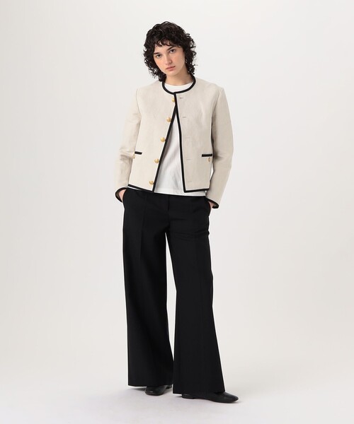 UNION LAUNCH ベージュ リネンジャケット 別注】UNION LAUNCH NO COLLAR ジャケット｜トゥモローランド