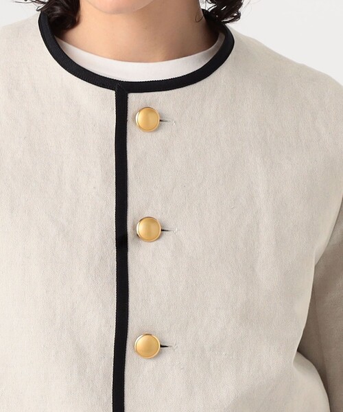 UNION LAUNCH ベージュ リネンジャケット 別注】UNION LAUNCH NO COLLAR ジャケット（ノーカラー