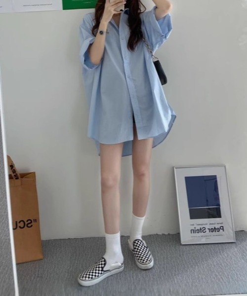 Teem Store(チームストア)の「ルーズシルエット オーバーサイズシャツ(シャツ/ブラウス・レディース・ブルー/パープル・M/L)」の7枚目の写真