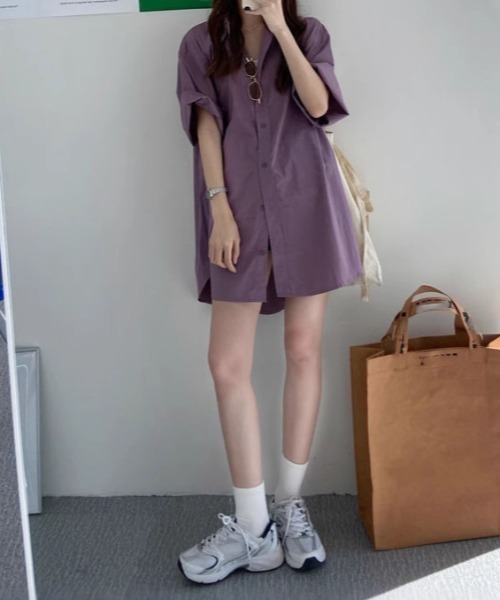 Teem Store(チームストア)の「ルーズシルエット オーバーサイズシャツ(シャツ/ブラウス・レディース・ブルー/パープル・M/L)」の11枚目の写真