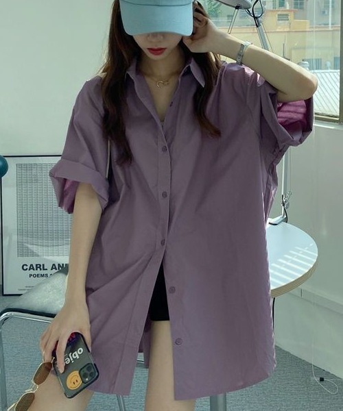 Teem Store(チームストア)の「ルーズシルエット オーバーサイズシャツ(シャツ/ブラウス・レディース・ブルー/パープル・M/L)」の13枚目の写真