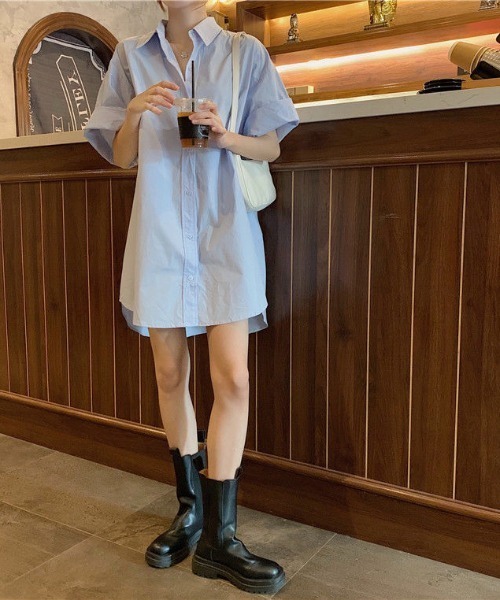 Teem Store(チームストア)の「ルーズシルエット オーバーサイズシャツ(シャツ/ブラウス・レディース・ブルー/パープル・M/L)」の8枚目の写真
