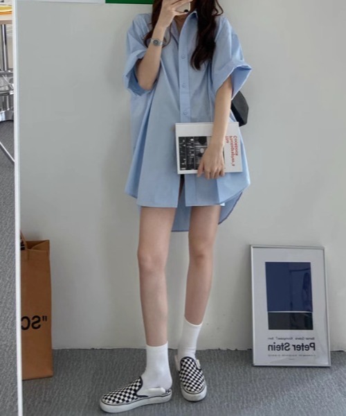 Teem Store(チームストア)の「ルーズシルエット オーバーサイズシャツ(シャツ/ブラウス・レディース・ブルー/パープル・M/L)」の9枚目の写真