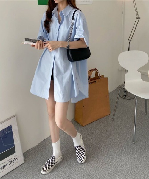Teem Store(チームストア)の「ルーズシルエット オーバーサイズシャツ(シャツ/ブラウス・レディース・ブルー/パープル・M/L)」の10枚目の写真