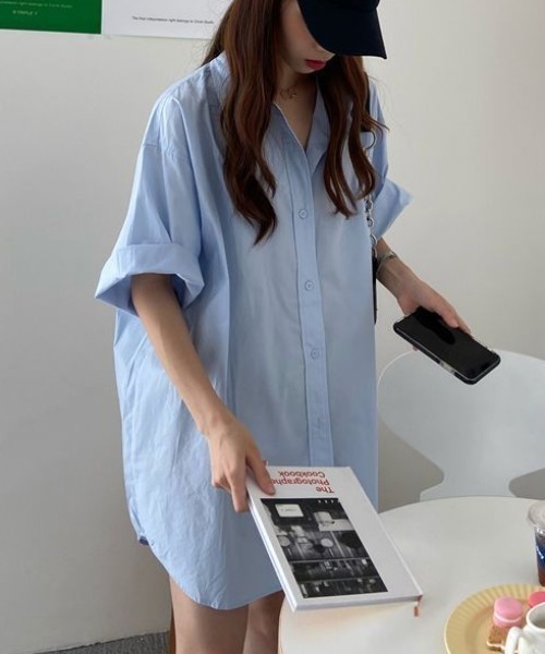 Teem Store(チームストア)の「ルーズシルエット オーバーサイズシャツ(シャツ/ブラウス・レディース・ブルー/パープル・M/L)」の18枚目の写真