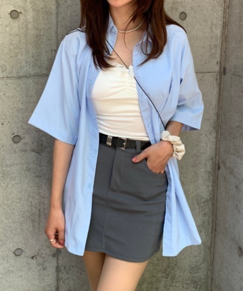 Teem Store(チームストア)の「ルーズシルエット オーバーサイズシャツ(シャツ/ブラウス・レディース・ブルー/パープル・M/L)」の4枚目の写真