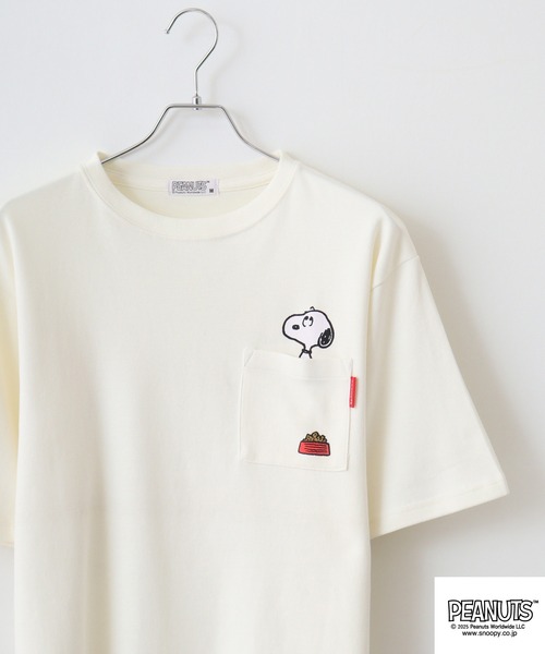 PEANUTS(ピーナッツ)の「PEANUTS 接触冷感ビッグシルエット半袖Tシャツ(Tシャツ/カットソー・メンズ・グレイッシュベージュ/ホワイト系/ライトカーキ/ネイビー系/オフホワイト/ネイビー/チャコール/ホワイト系1/ベージュ系・L/M/S/LL)」の4枚目の写真