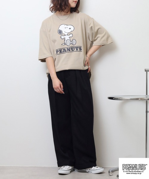 PEANUTS(ピーナッツ)の「PEANUTS 接触冷感ビッグシルエット半袖Tシャツ(Tシャツ/カットソー・メンズ・グレイッシュベージュ/ホワイト系/ライトカーキ/ネイビー系/オフホワイト/ネイビー/チャコール/ホワイト系1/ベージュ系・L/M/S/LL)」の21枚目の写真