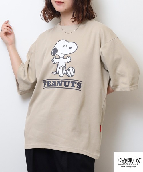 PEANUTS(ピーナッツ)の「PEANUTS 接触冷感ビッグシルエット半袖Tシャツ(Tシャツ/カットソー・メンズ・グレイッシュベージュ/ホワイト系/ライトカーキ/ネイビー系/オフホワイト/ネイビー/チャコール/ホワイト系1/ベージュ系・L/M/S/LL)」の14枚目の写真
