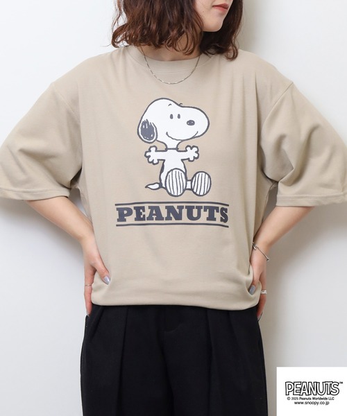 PEANUTS(ピーナッツ)の「PEANUTS 接触冷感ビッグシルエット半袖Tシャツ(Tシャツ/カットソー・メンズ・グレイッシュベージュ/ホワイト系/ライトカーキ/ネイビー系/オフホワイト/ネイビー/チャコール/ホワイト系1/ベージュ系・L/M/S/LL)」の15枚目の写真