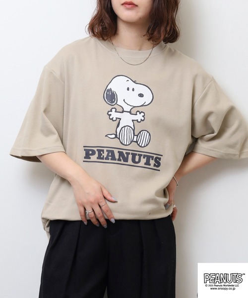 PEANUTS(ピーナッツ)の「PEANUTS 接触冷感ビッグシルエット半袖Tシャツ(Tシャツ/カットソー・メンズ・グレイッシュベージュ/ホワイト系/ライトカーキ/ネイビー系/オフホワイト/ネイビー/チャコール/ホワイト系1/ベージュ系・L/M/S/LL)」の19枚目の写真