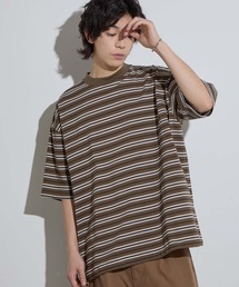 SLICK（スリック）の「【SLICK/スリック】Multi Border Drawstring T-Shirt / マルチボーダードローストリングTシャツ/オーバーサイズ シルエット（Tシャツ/カットソー）」