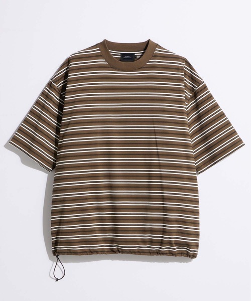 SLICK/スリック】Multi Border Drawstring T-Shirt / マルチ