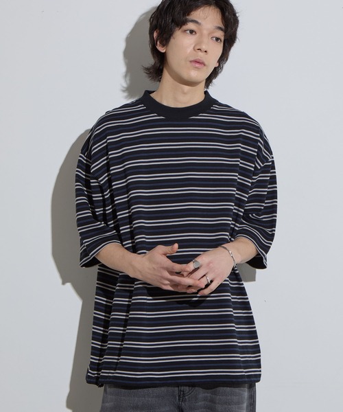 SLICK/スリック】Multi Border Drawstring T-Shirt / マルチ