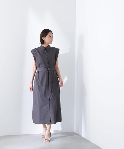 NATURAL BEAUTY BASIC(ナチュラルビューティーベーシック)の「◇ベルテッドナローシャツワンピース(シャツワンピース・レディース・チャコールグレー/ダークグリーン/ベージュ・MEDIUM/P/S)」の10枚目の写真