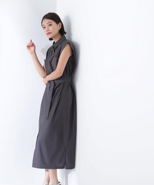 NATURAL BEAUTY BASIC(ナチュラルビューティーベーシック)の「◇ベルテッドナローシャツワンピース(シャツワンピース・レディース・チャコールグレー/ダークグリーン/ベージュ・MEDIUM/P/S)」の11枚目の写真