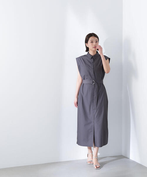 NATURAL BEAUTY BASIC(ナチュラルビューティーベーシック)の「◇ベルテッドナローシャツワンピース(シャツワンピース・レディース・チャコールグレー/ダークグリーン/ベージュ・MEDIUM/P/S)」の13枚目の写真