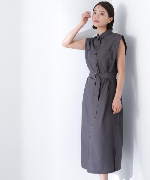 NATURAL BEAUTY BASIC(ナチュラルビューティーベーシック)の「◇ベルテッドナローシャツワンピース(シャツワンピース・レディース・チャコールグレー/ダークグリーン/ベージュ・MEDIUM/P/S)」の14枚目の写真