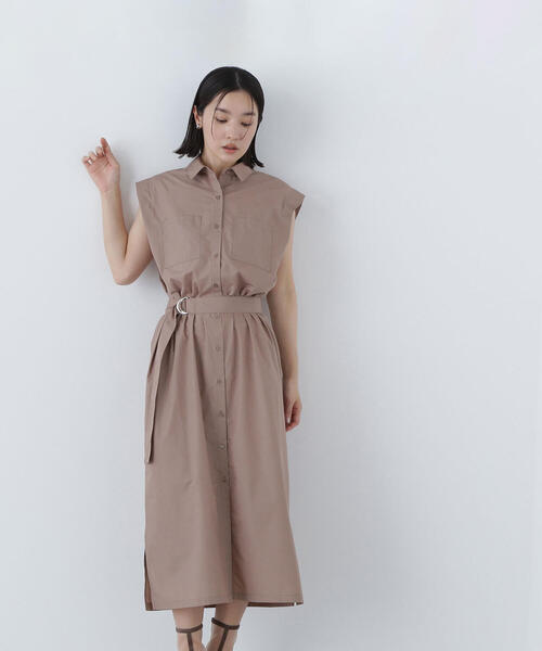 NATURAL BEAUTY BASIC(ナチュラルビューティーベーシック)の「◇ベルテッドナローシャツワンピース(シャツワンピース・レディース・チャコールグレー/ダークグリーン/ベージュ・MEDIUM/P/S)」の17枚目の写真
