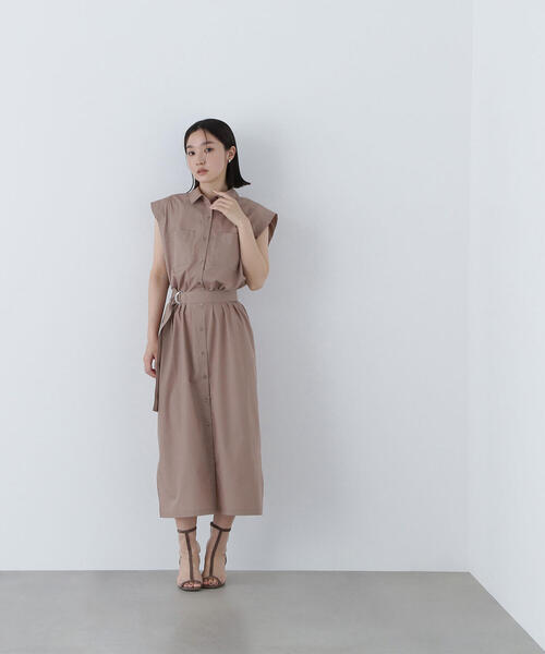 NATURAL BEAUTY BASIC(ナチュラルビューティーベーシック)の「◇ベルテッドナローシャツワンピース(シャツワンピース・レディース・チャコールグレー/ダークグリーン/ベージュ・MEDIUM/P/S)」の20枚目の写真