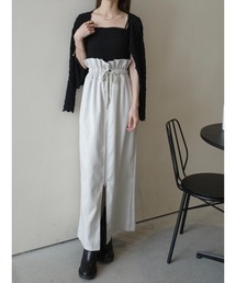 ワッシャーボリュームロングスカート/ブラック（スカート）｜amel