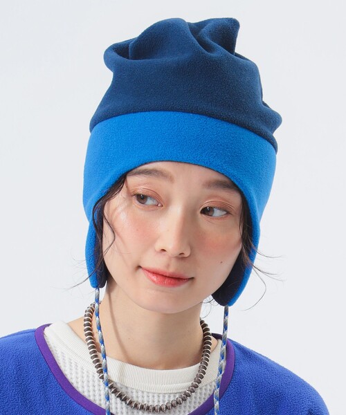 INFIELDER DESIGN(インフィールダーデザイン)の「【2/5再値下げ】【別注】INFIELDER DESIGN / フリース キャップ(ニットキャップ/ビーニー・レディース・ネイビー/ブラウン・ONE SIZE)」の2枚目の写真