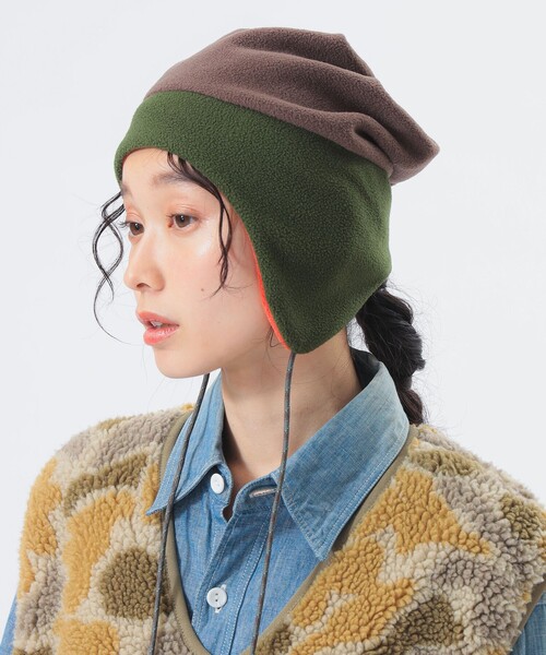 INFIELDER DESIGN(インフィールダーデザイン)の「【2/5再値下げ】【別注】INFIELDER DESIGN / フリース キャップ(ニットキャップ/ビーニー・レディース・ネイビー/ブラウン・ONE SIZE)」の1枚目の写真