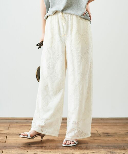 le.coeur blanc（ルクールブラン）の「《手洗い可能》パッチワーク風レースイージーパンツ（その他パンツ・レディース・オフホワイト/ブラック・38）」の22枚目の写真