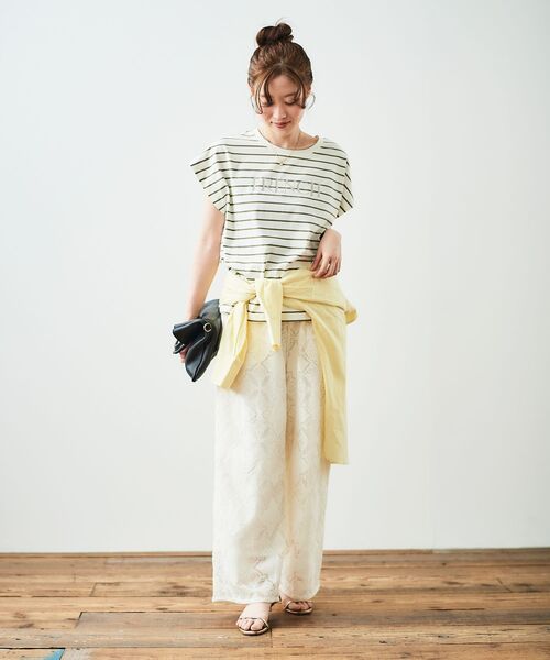 le.coeur blanc（ルクールブラン）の「《手洗い可能》パッチワーク風レースイージーパンツ（その他パンツ・レディース・オフホワイト/ブラック・38）」の14枚目の写真