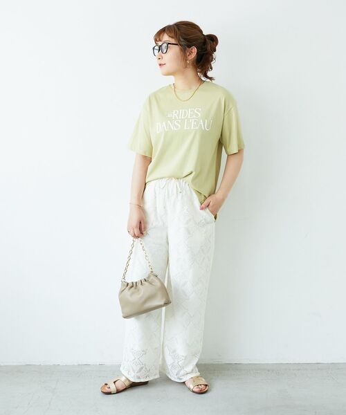 le.coeur blanc（ルクールブラン）の「《手洗い可能》パッチワーク風レースイージーパンツ（その他パンツ・レディース・オフホワイト/ブラック・38）」の15枚目の写真