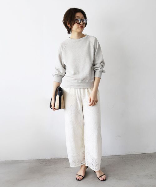 le.coeur blanc（ルクールブラン）の「《手洗い可能》パッチワーク風レースイージーパンツ（その他パンツ・レディース・オフホワイト/ブラック・38）」の17枚目の写真